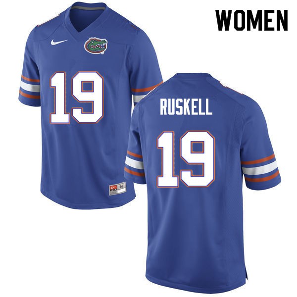 Women #19 Jack Ruskell Florida Gators College Football Jerseys Blue